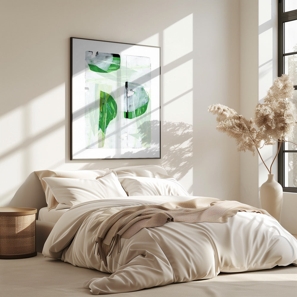 Limegroen Zwart Abstract No2 | Poster