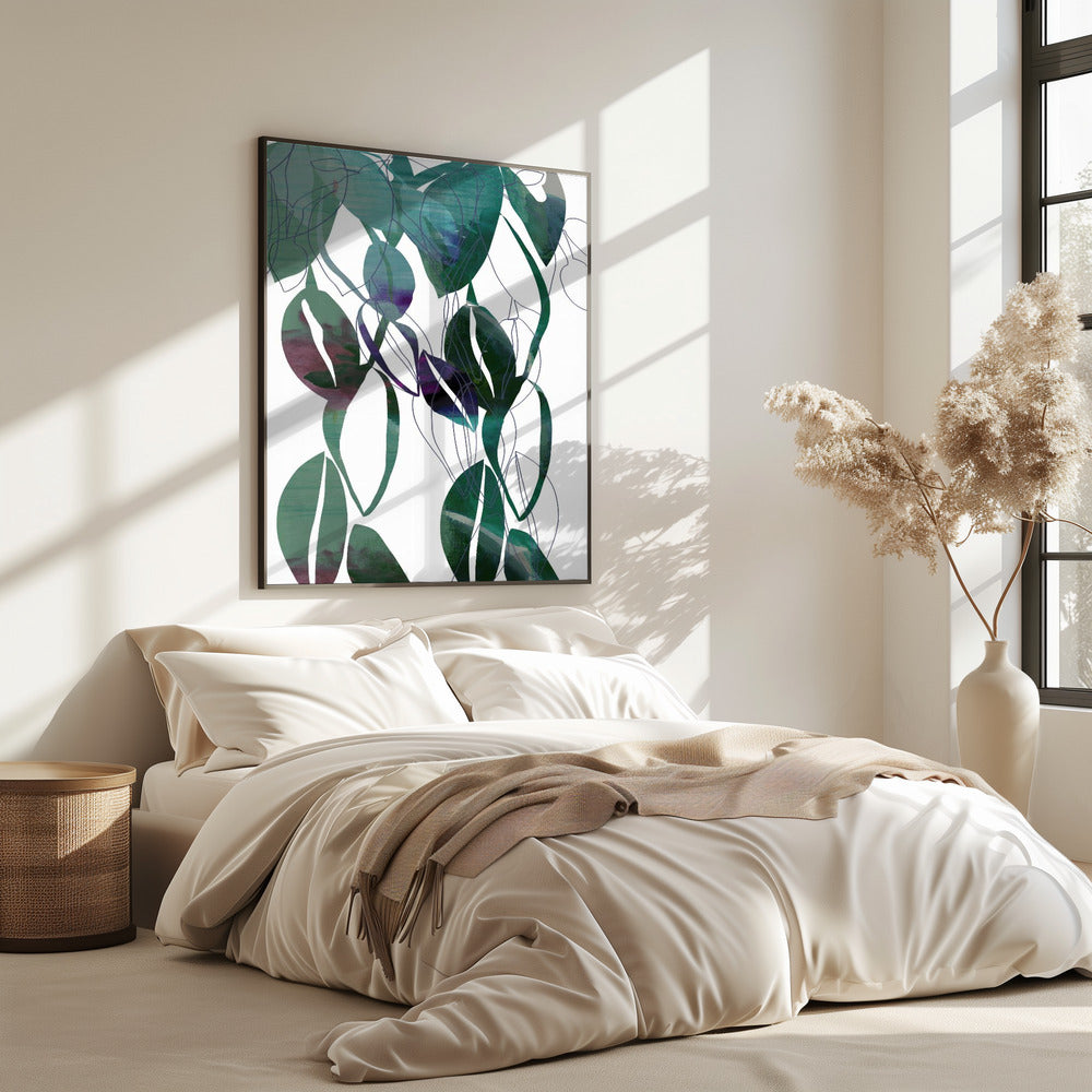 Botanische bladprintkunst in marineblauw 4 | Poster