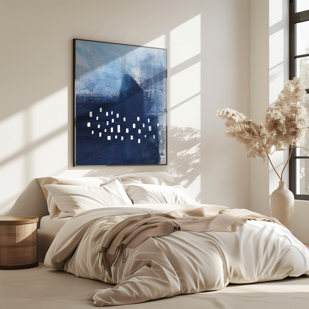 Blue Hues And White Rectangular Elements | Poster