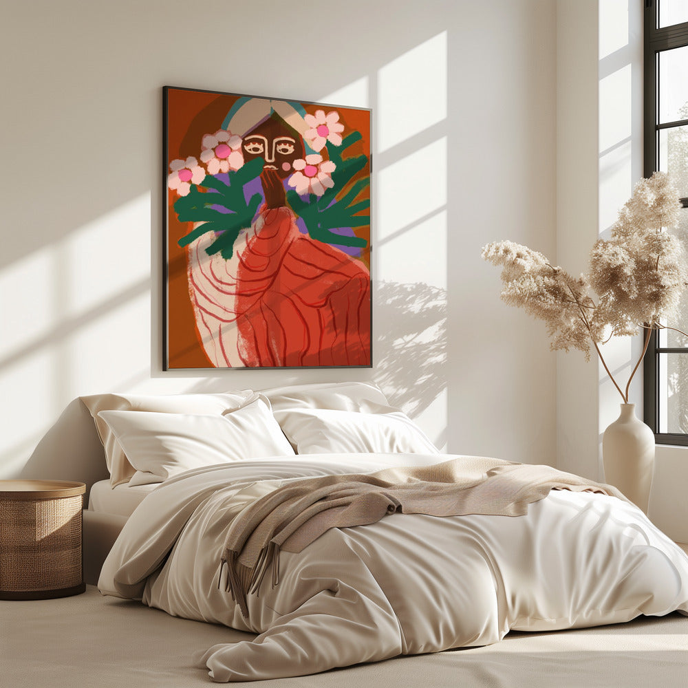 Verlegen bloemenmeisje | Poster
