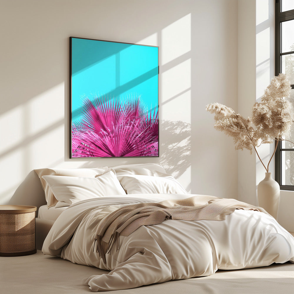 Elektrische roze palmbladeren | Poster