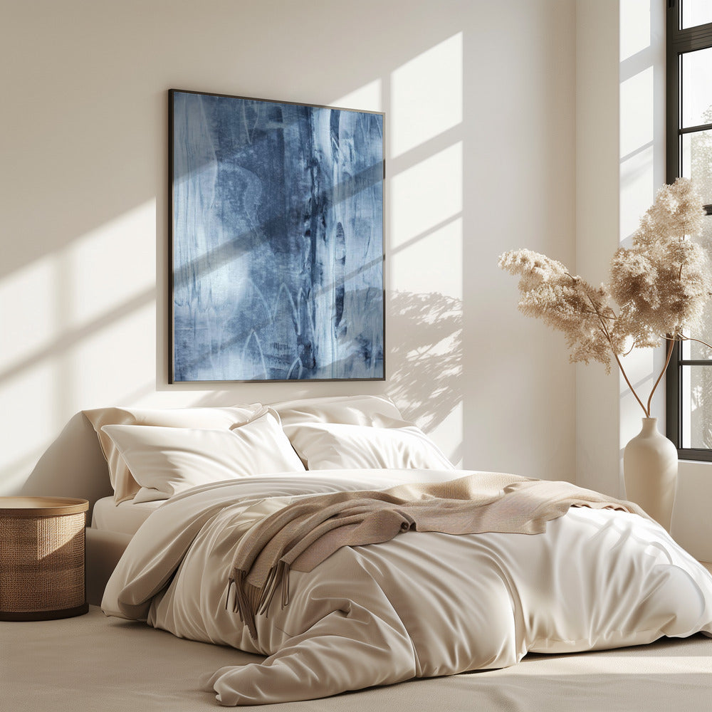 Blue Texture Flowing Vertical Lines | Poster