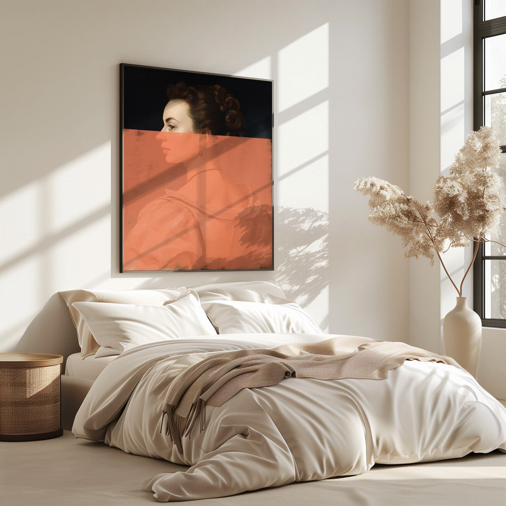 Altered Portrait of Woman Orange Modern Art | Poster