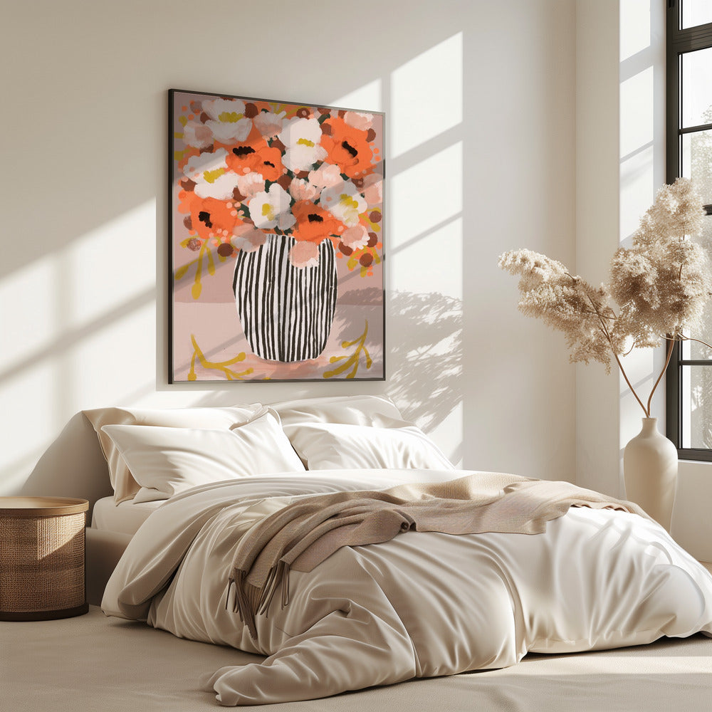 Gestreepte vaasbloemen | Poster