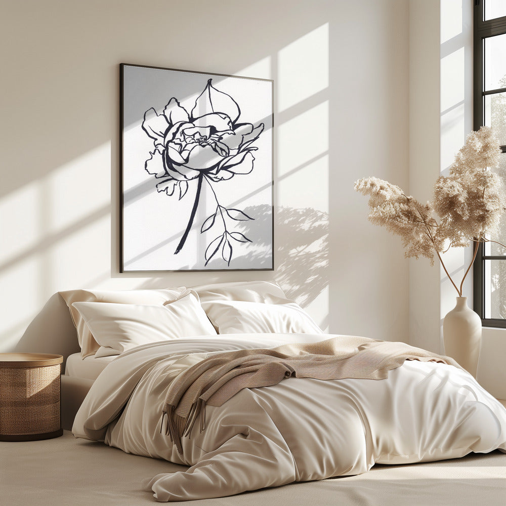 Black and White Peony | Poster
