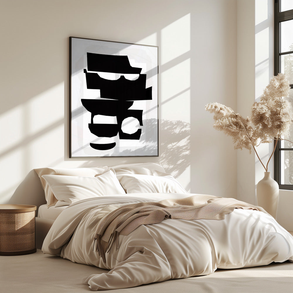 Zwart-witte uitgesneden vormen 1 | Poster