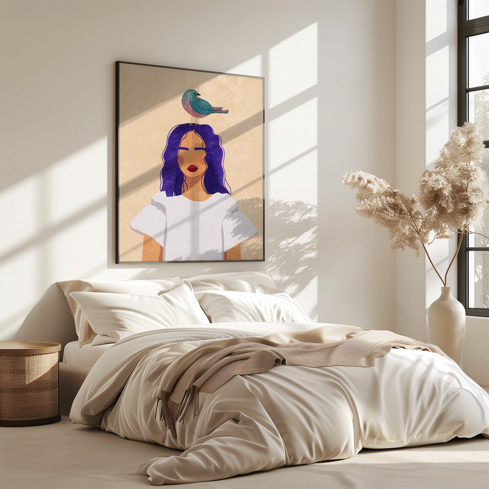 Meisje met vogel | Poster