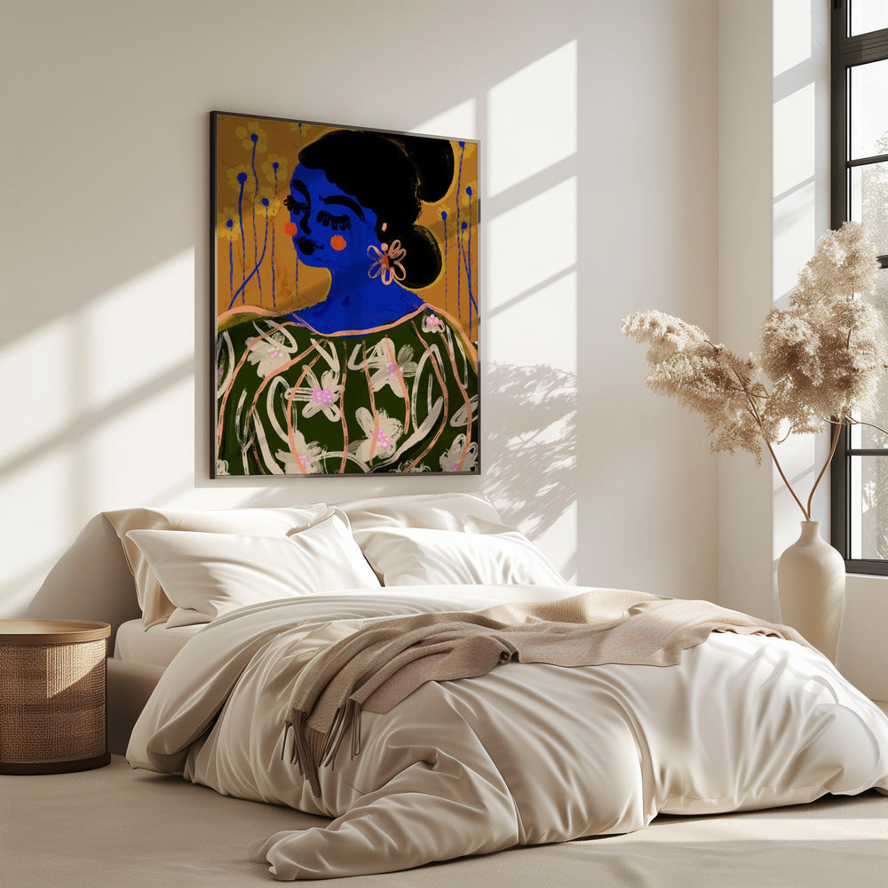 Blauwe Bloesem Muze | Poster
