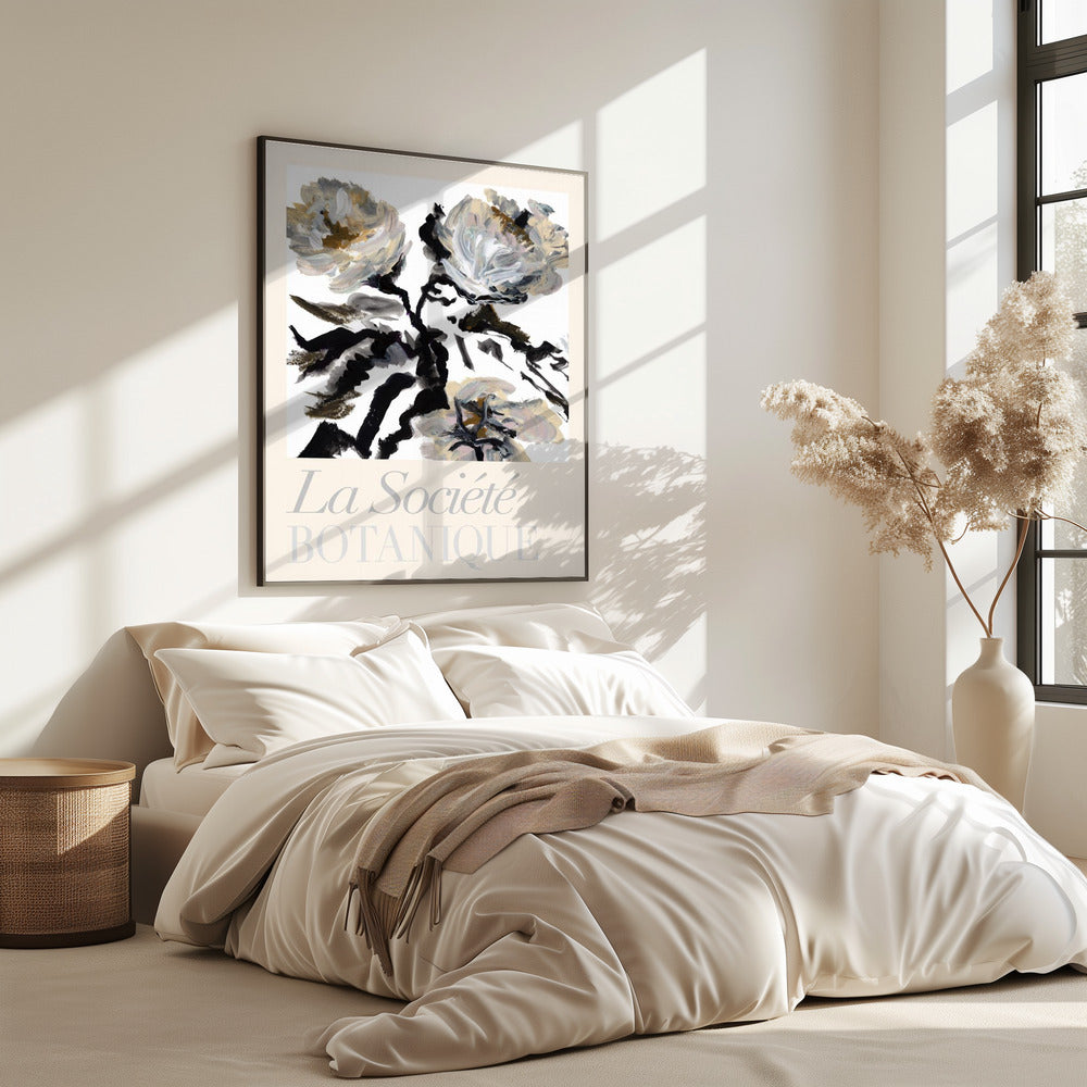 La Société Botanique Zwarte, witte en crèmekleurige bloemen | Poster
