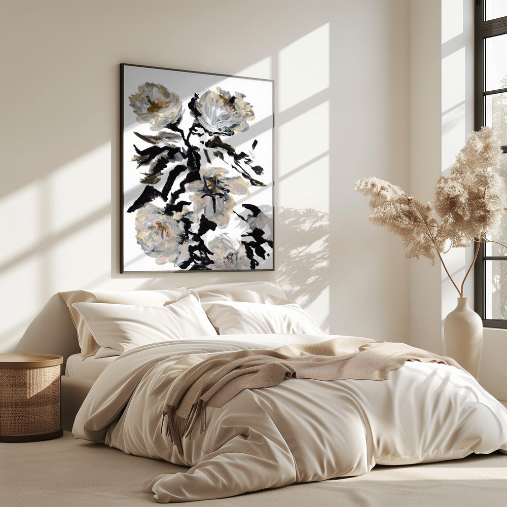 Le Jardin Botanique Zwart-witte bloem | Poster