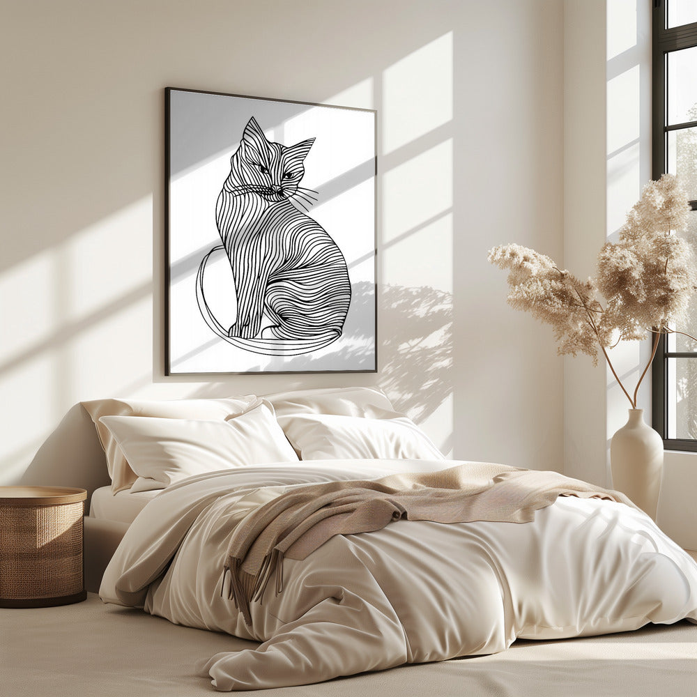 Lijnenkunst Kat | Poster