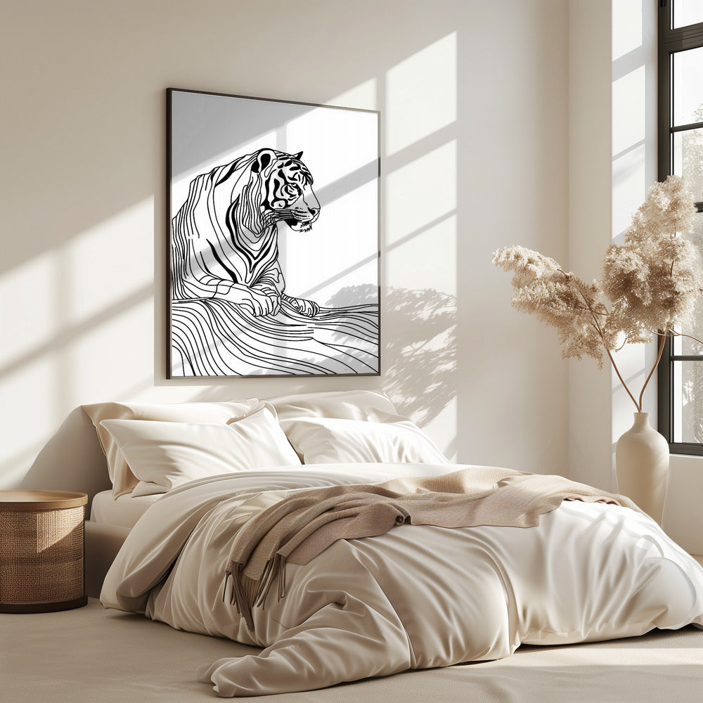Lijnenkunst Tijger | Poster
