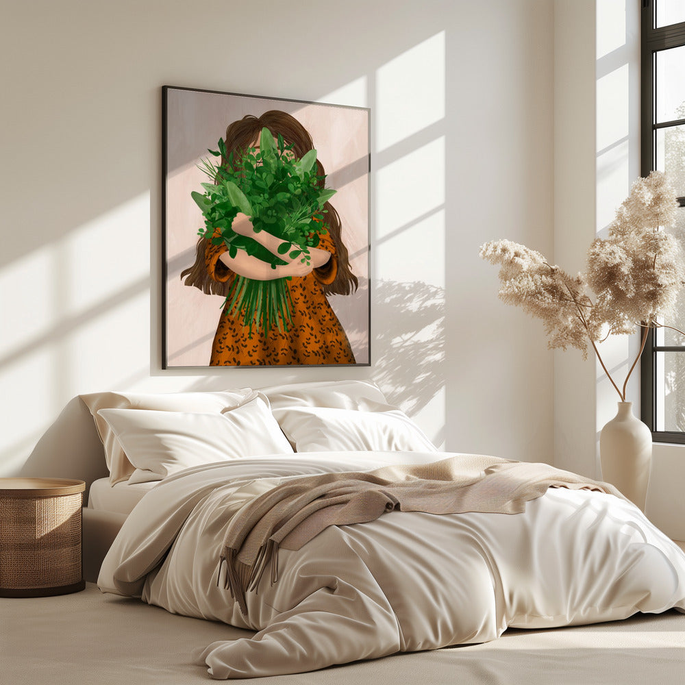 Meisje met boeket | Poster