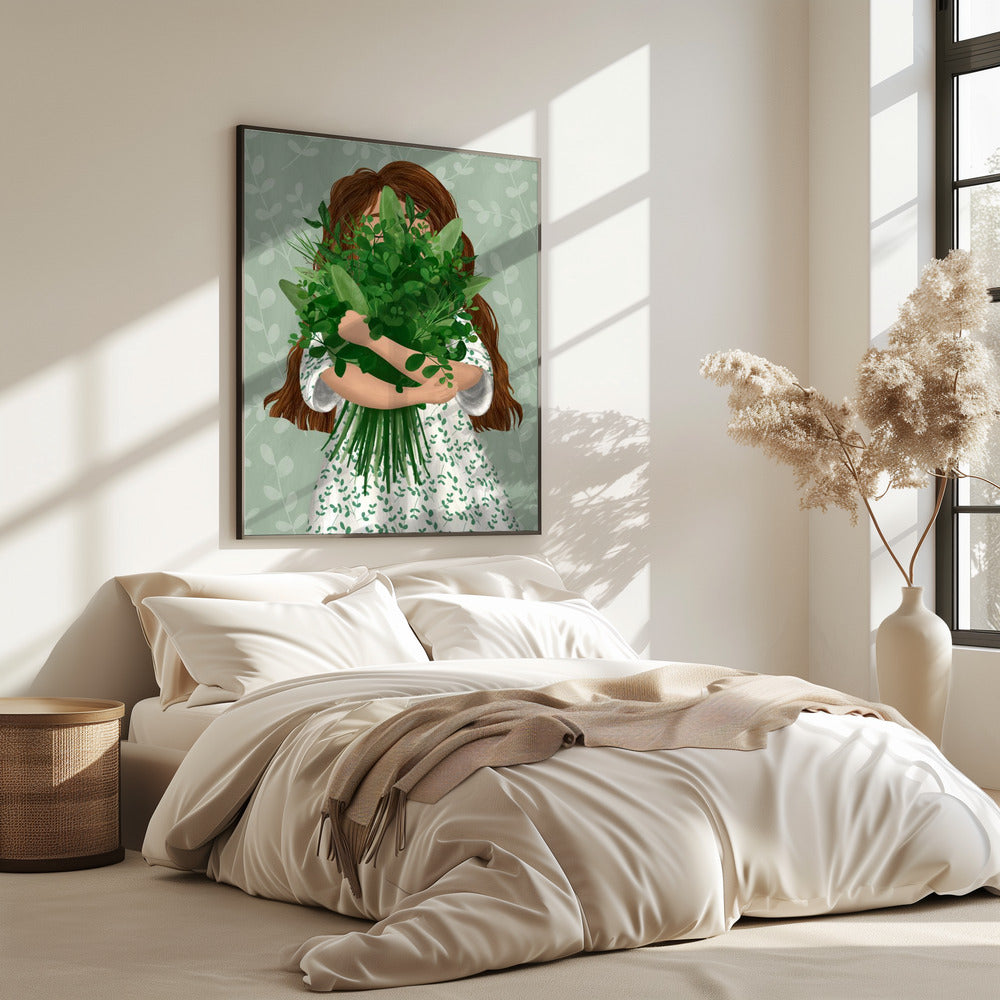 Meisje met boeket | Poster
