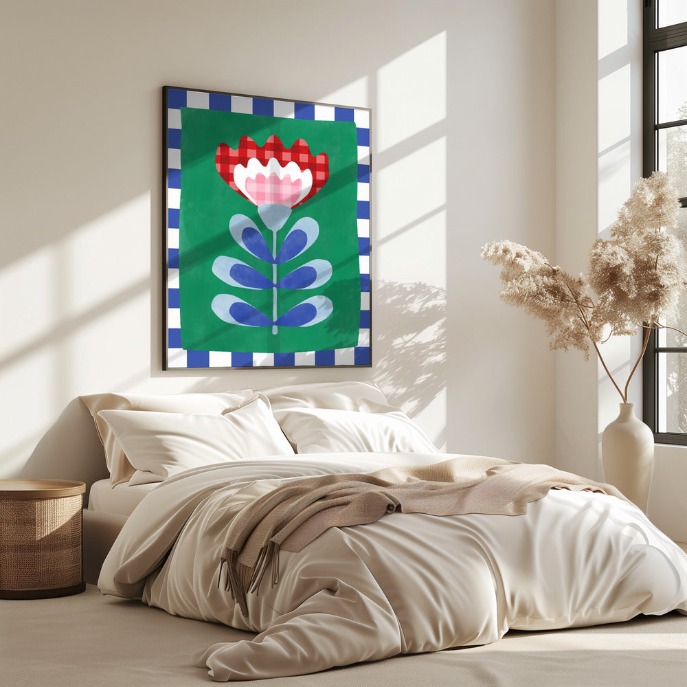 Bloemmotief met opvallende geometrische vormen | Poster