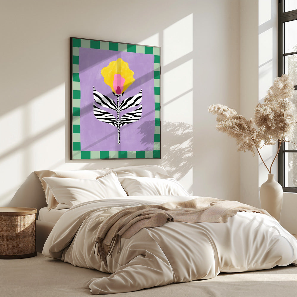 Bloem met zebrapatroonbladeren | Poster