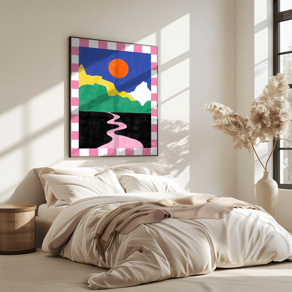 Minimalistisch landschap met levendige kleuren | Poster