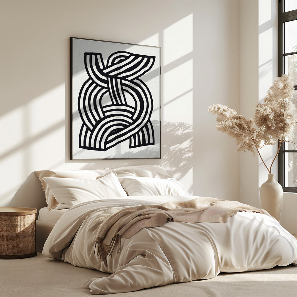 Mid-Century Modern Abstract Lijnkunst Schilderij | Poster