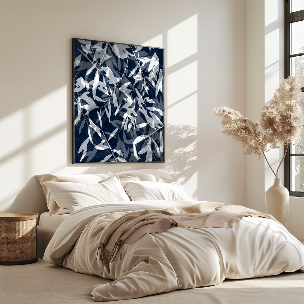 Marineblauwe witte bamboe 3 | Poster