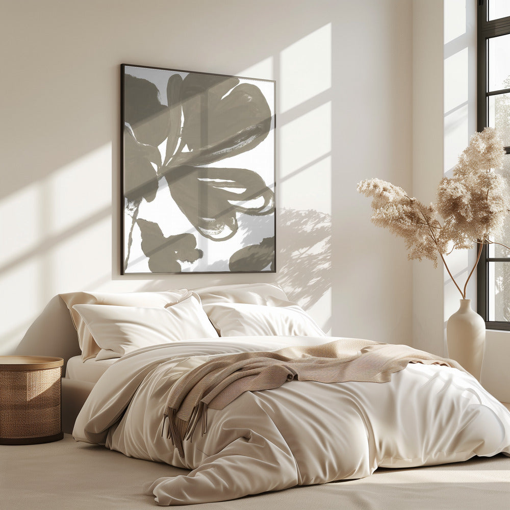 Reuzen Taupe Bloemen 1 | Poster