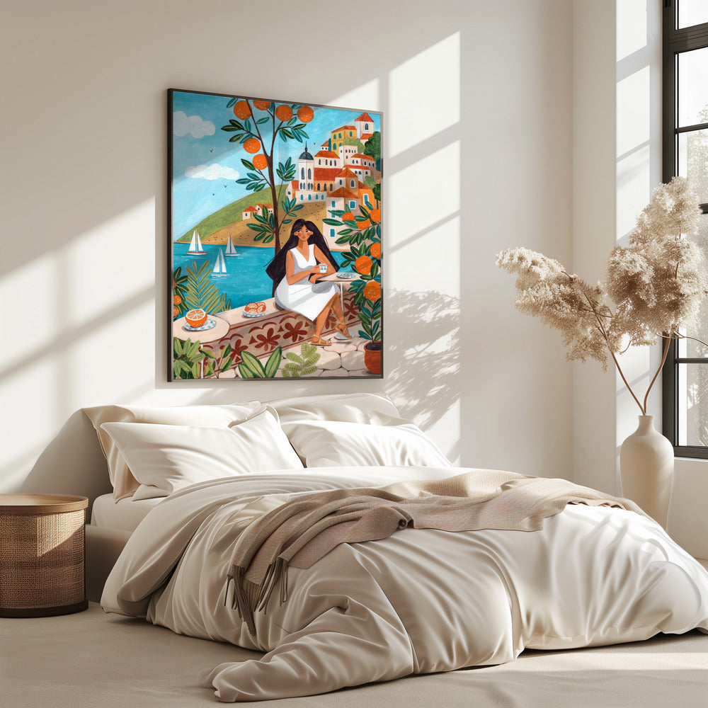 Reisposter vrouw aan de Middellandse Zee | Poster