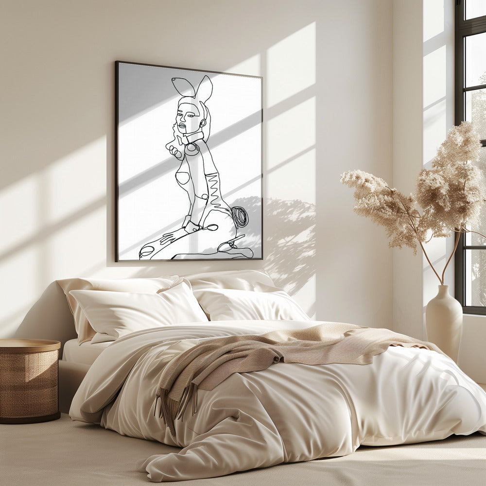 Line Drawing of Bunny Lady | Poster