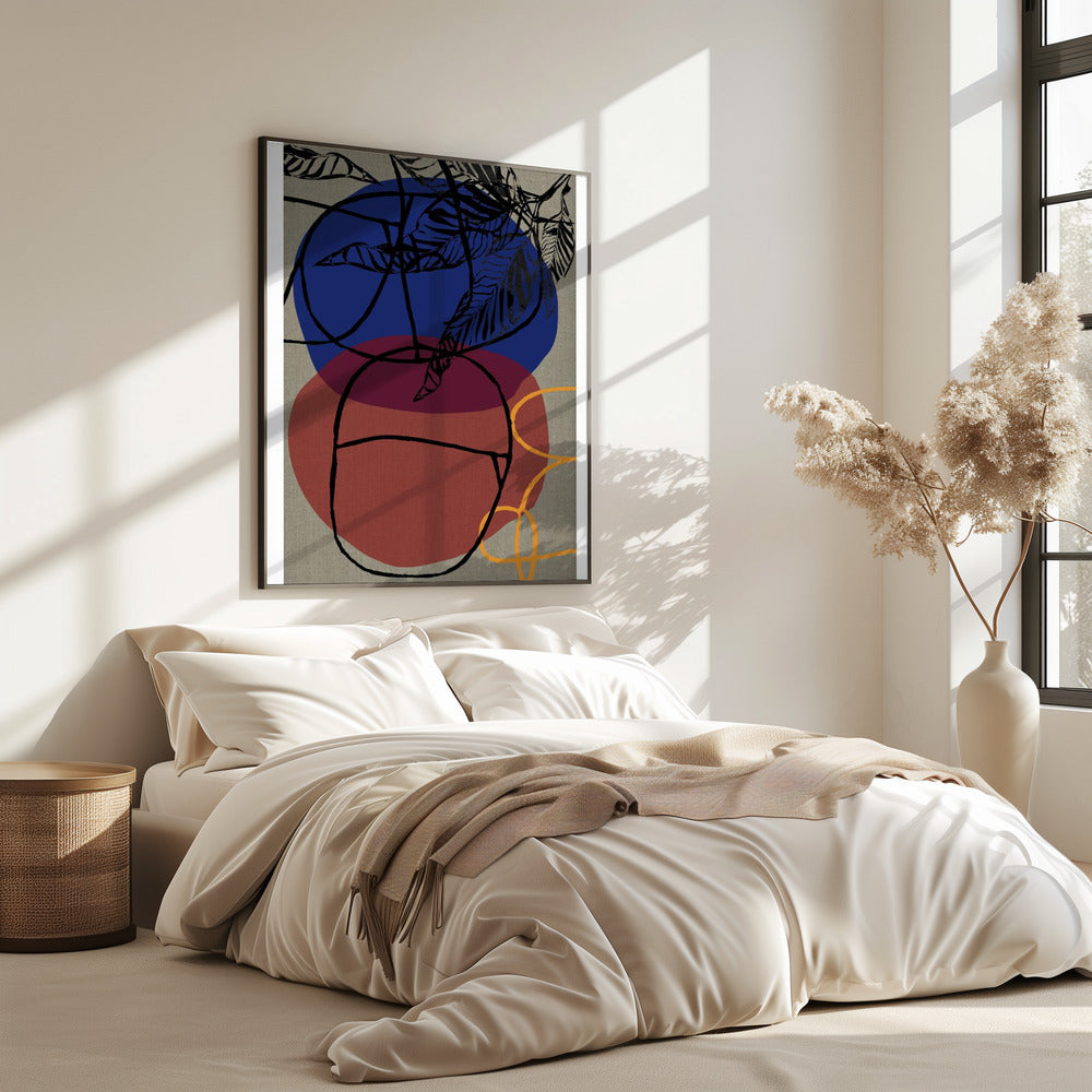 Houtsnede Blad Paars Blauw Rood Abstract 3 Finale | Poster
