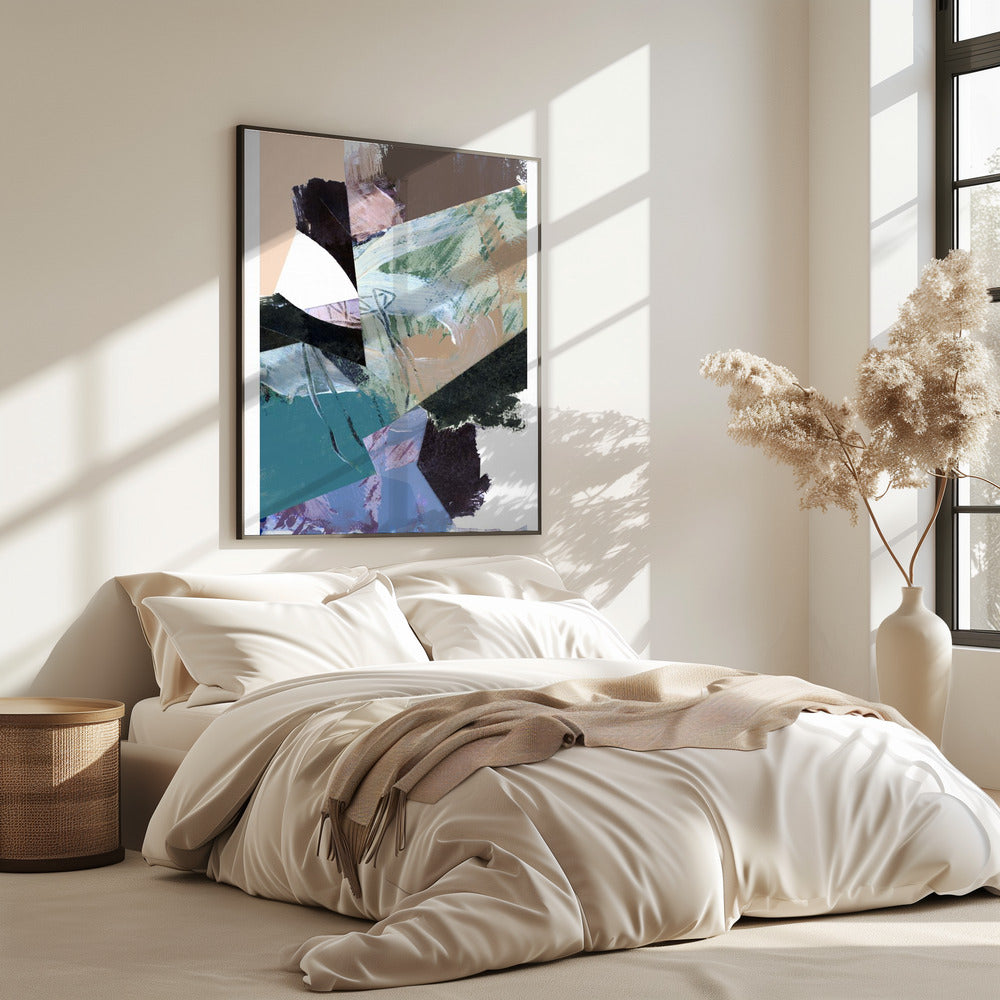 Blauw Zwart Neutraal Wit Abstract 2 | Poster