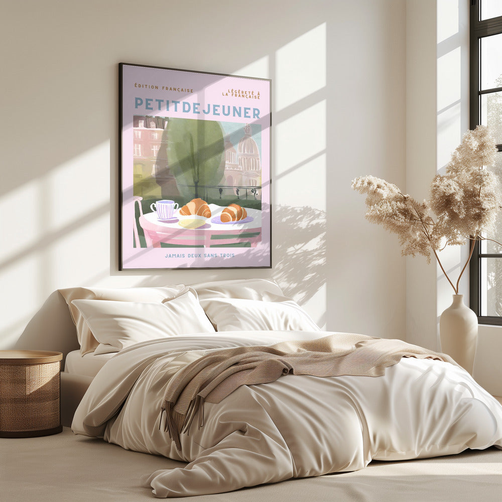 Petit Dejeuner, Croissants, Parijs, Pastell | Poster