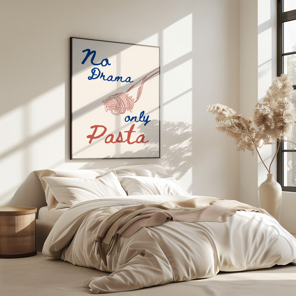 Geen drama, alleen pasta, Illustratie + Tekst | Poster