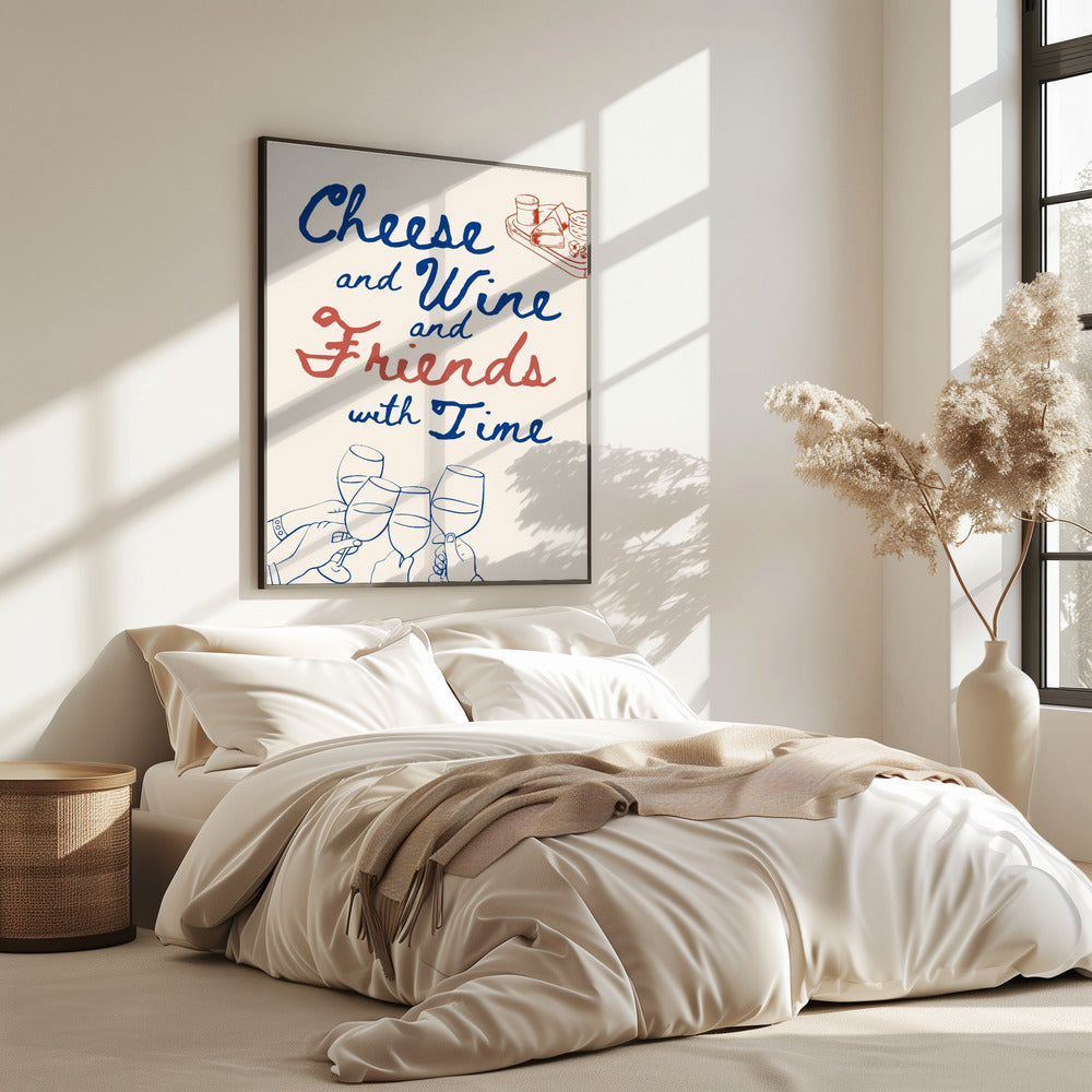 Kaas en wijn..., Tekst + Illustratie | Poster