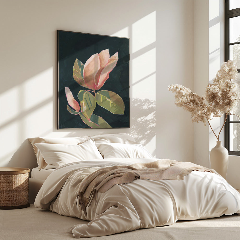 Magnolia op donkere achtergrond | Poster