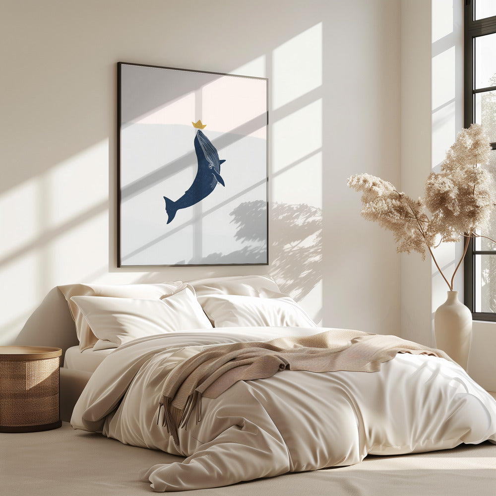 Blauwe vinvis zeilboot | Poster