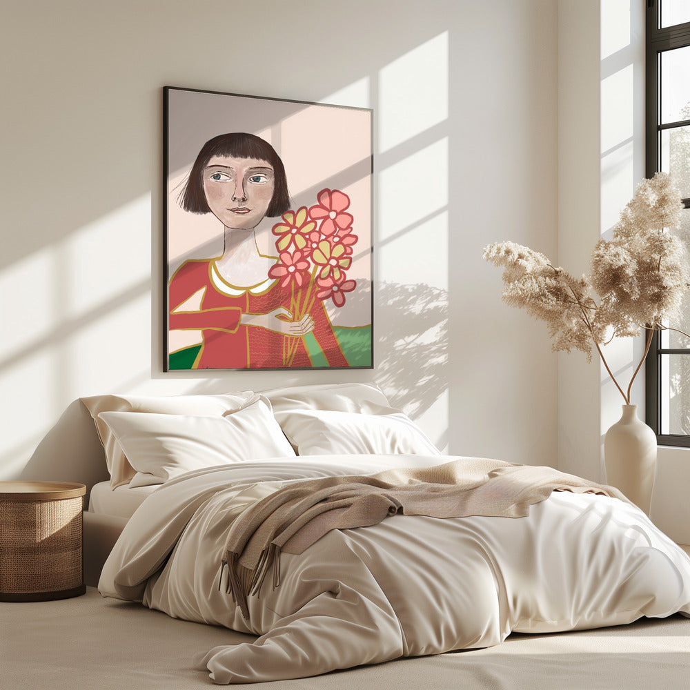 Vrouw met bloemen | Poster