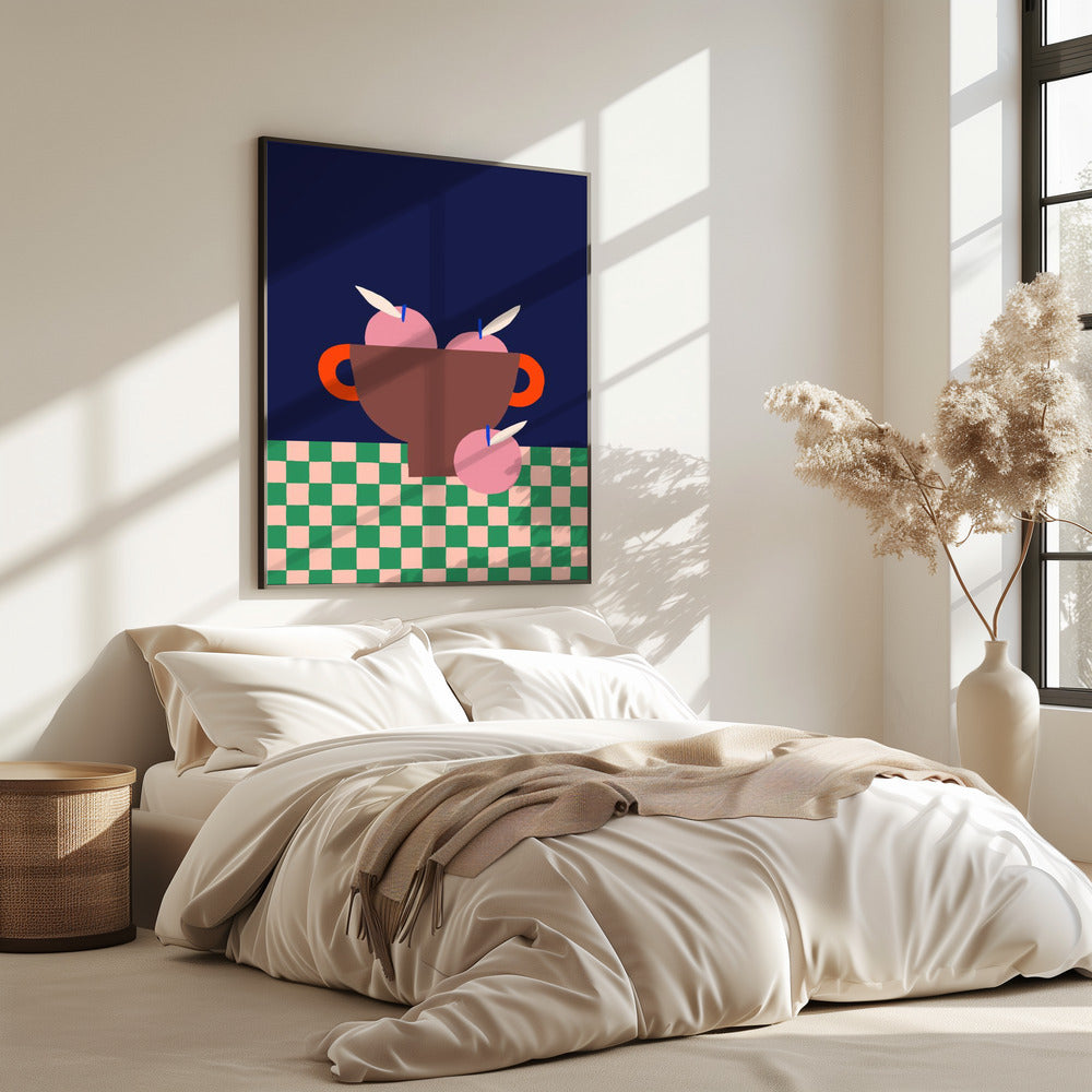 Fruitschaal met roze appels | Poster