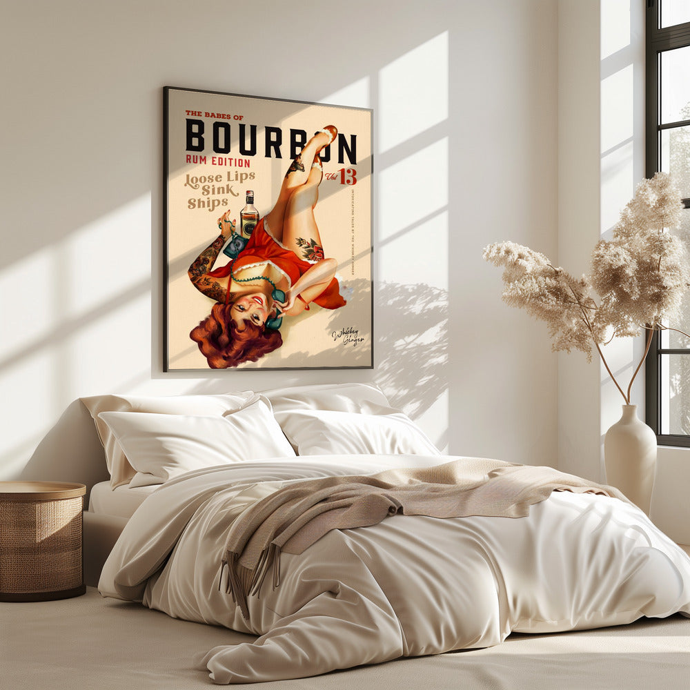 Babes of Bourbon Vol 13 Rum Drinkende Pinup Girl Kunst | Poster