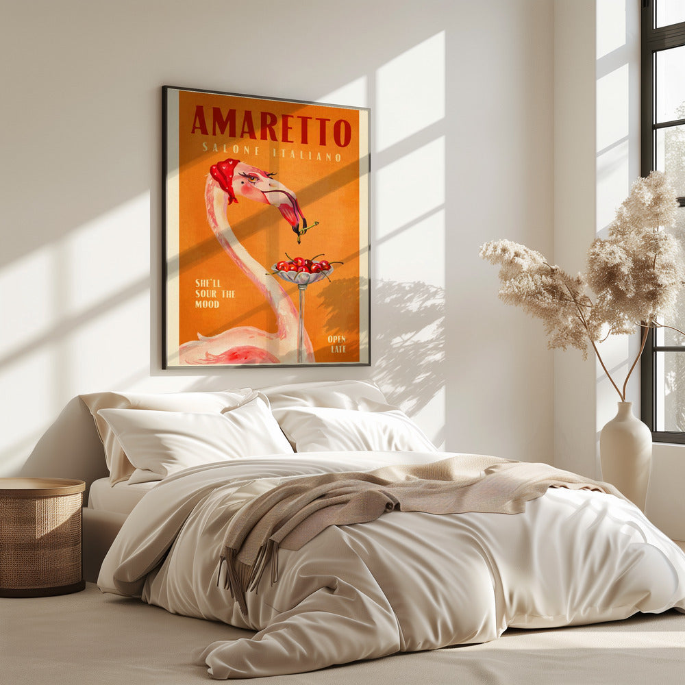 Amaretto Flamingo Art Deco Italiaans café reiskunst | Poster