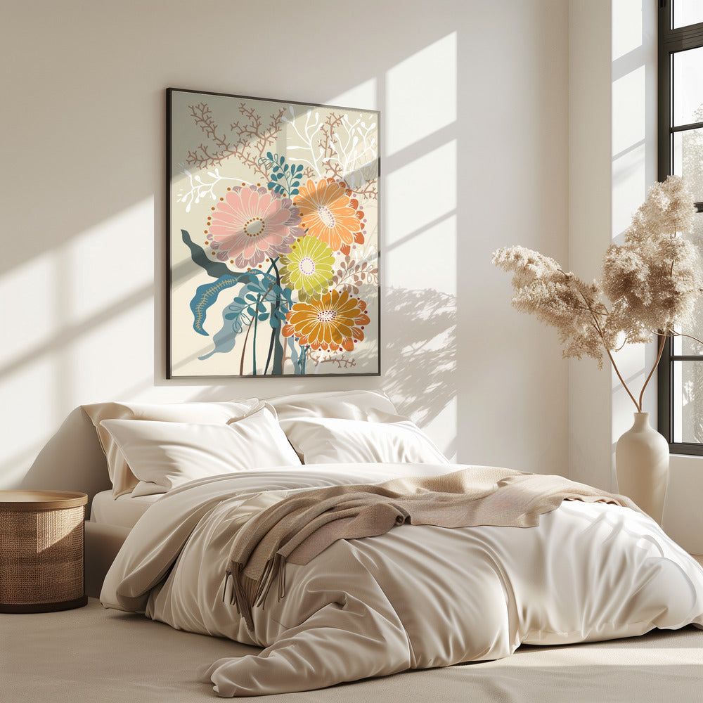 Lentemadeliefjes aardse tinten | Poster