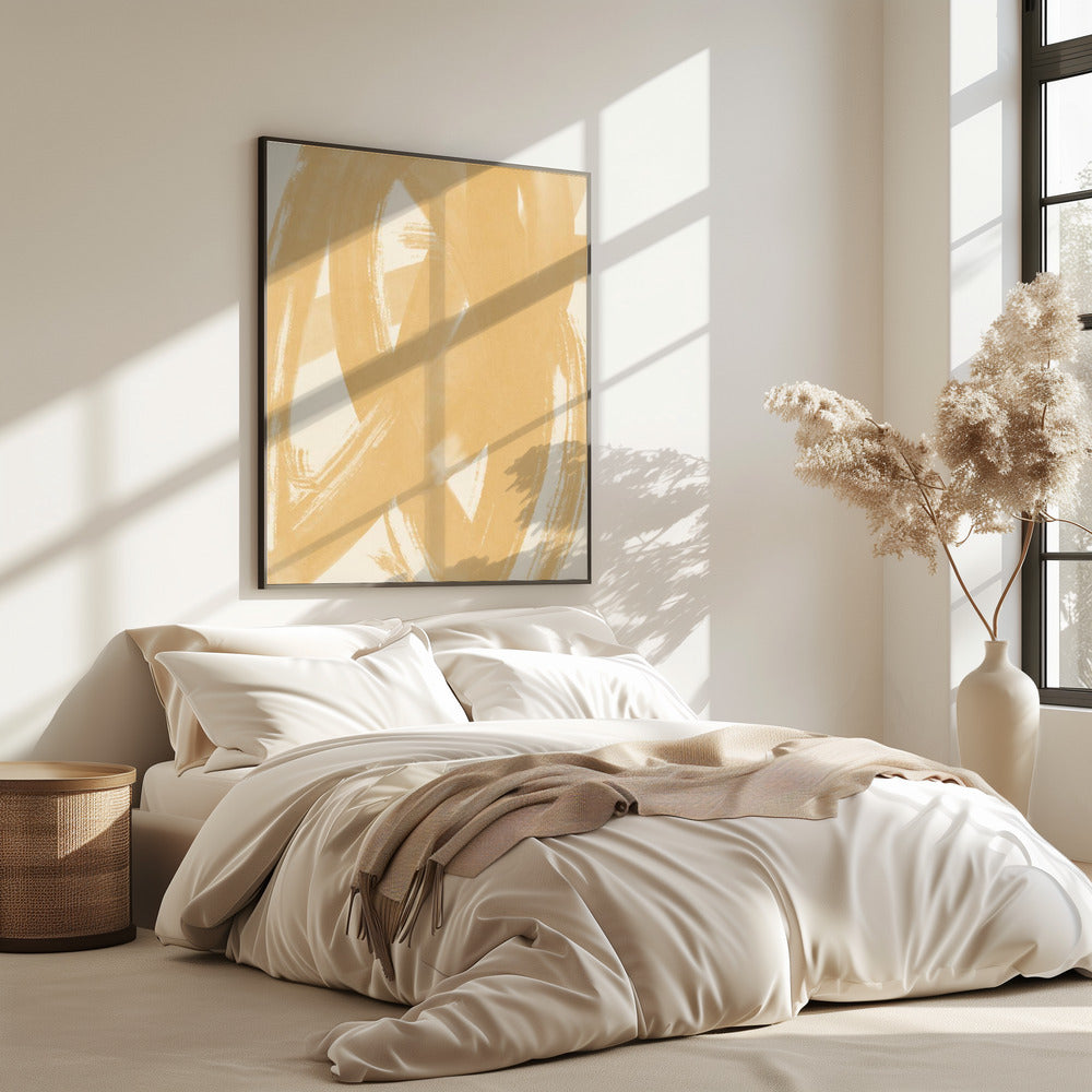 Dynamische beige penseelstreken | Poster
