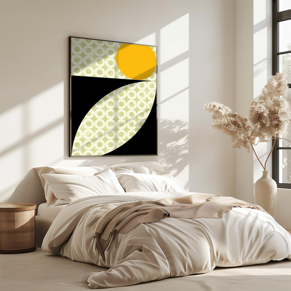 Geometrische vormen met een opvallende gele cirkel | Poster