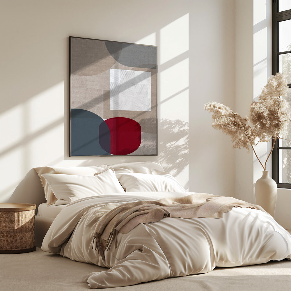 Geweven blauwe en neutrale abstracte lagen 3 | Poster