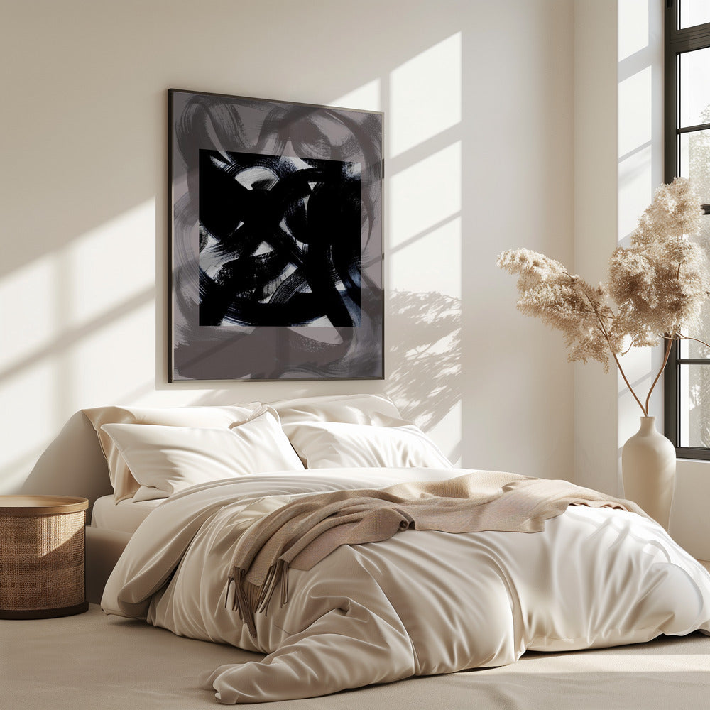 Abstracte penseelstreken 164Y | Poster