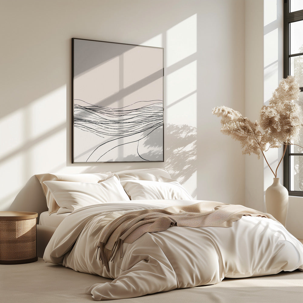 Kalme, serene lijnkunst in Scandinavische stijl | Poster