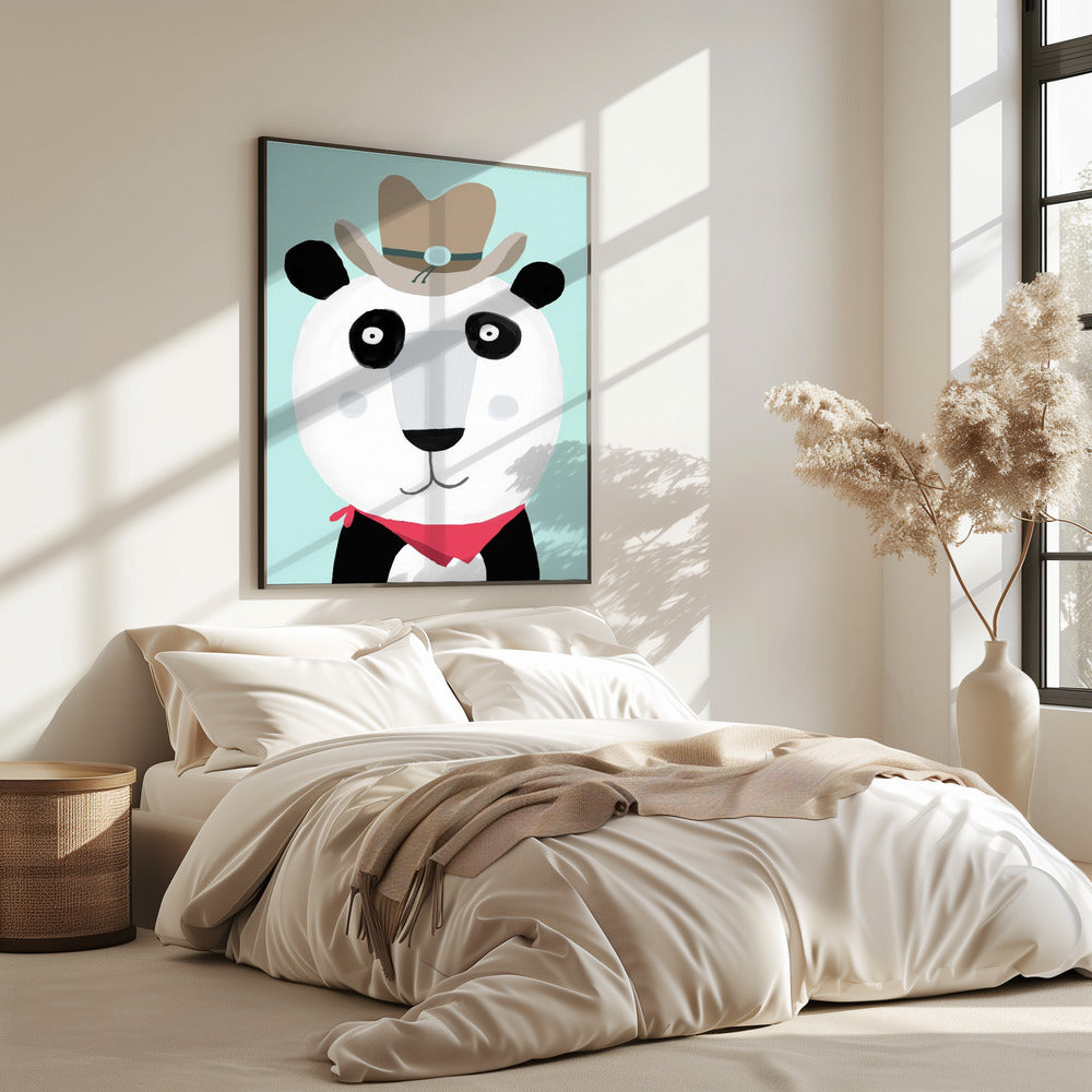 Grappige panda met cowboyhoed van kunstenaar Carla Daly | Poster