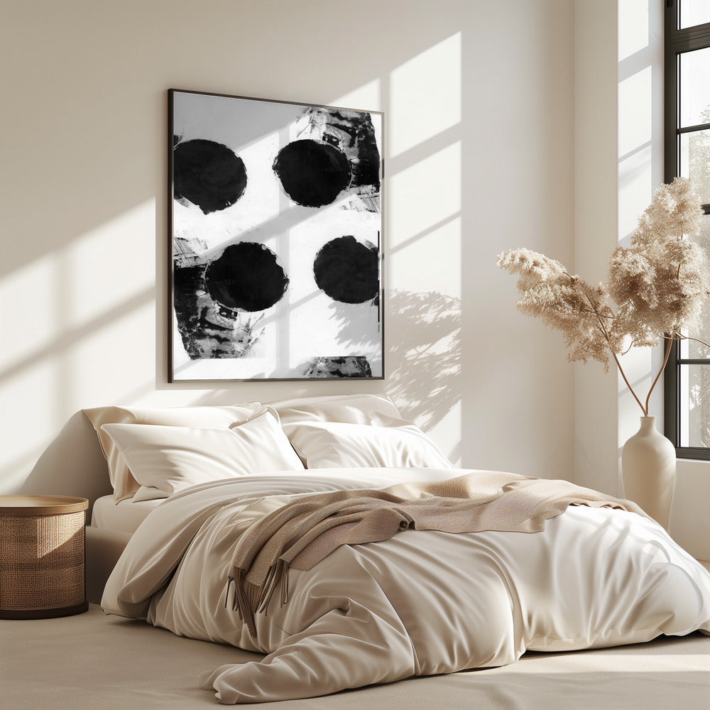 Zwart-witte abstracte stippen 7 | Poster