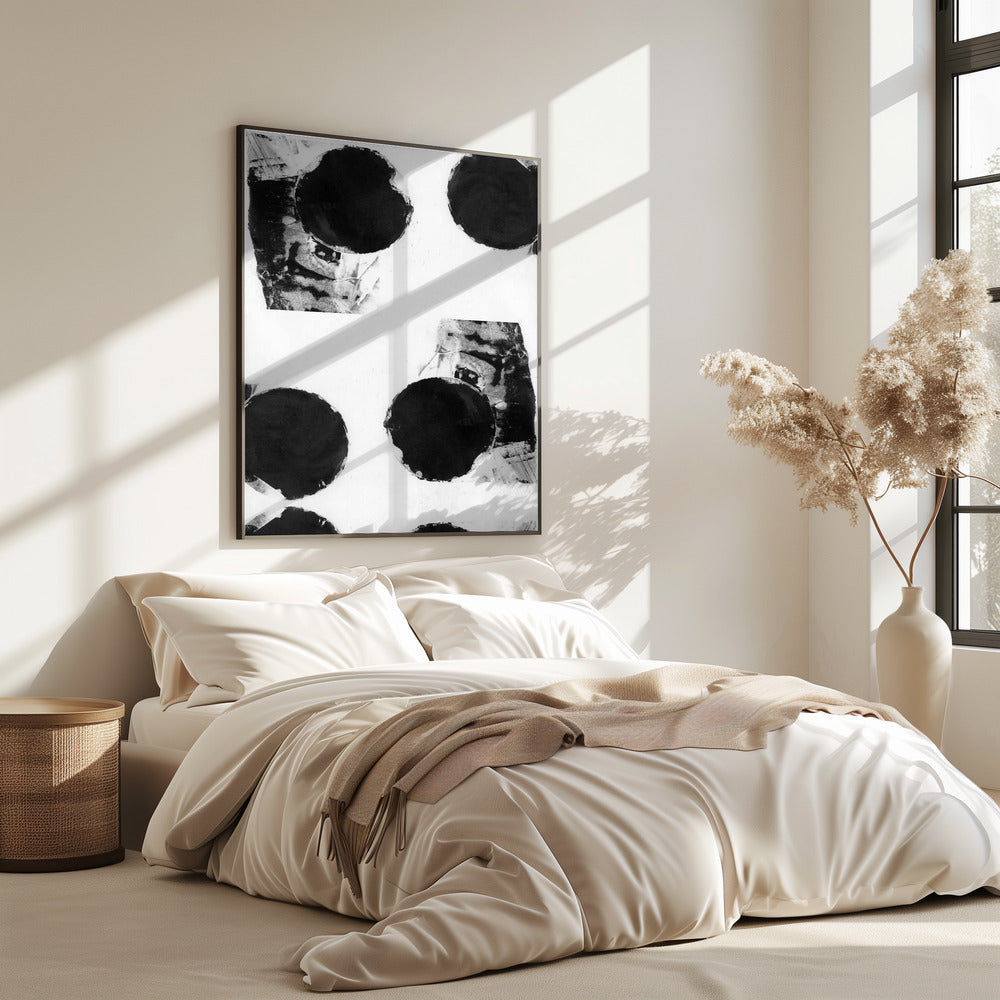 Zwart-witte abstracte stippen 8 | Poster