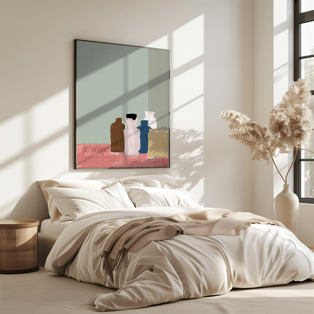 Vintage kleipotten op tafel 1 | Poster