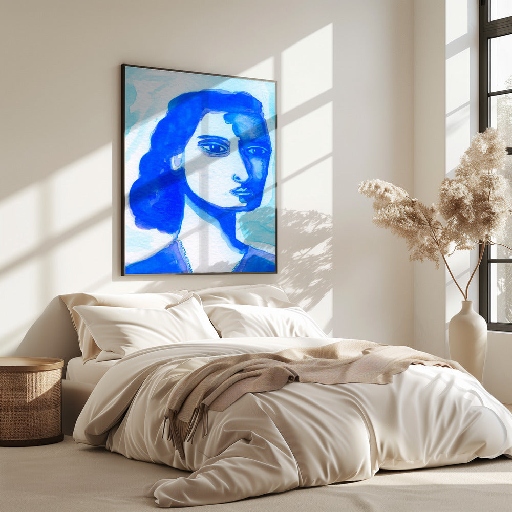De diepe denker blauw | Poster