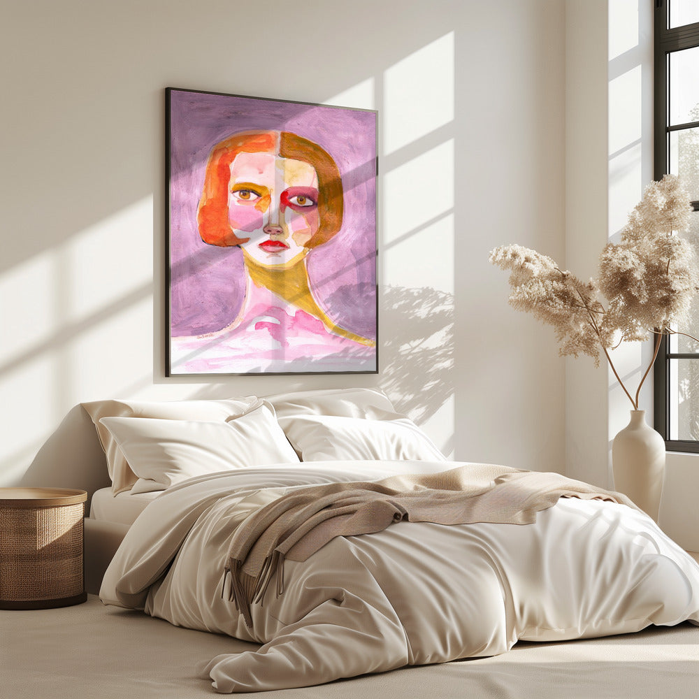 Dame met bobkapsel Mauve Lila | Poster