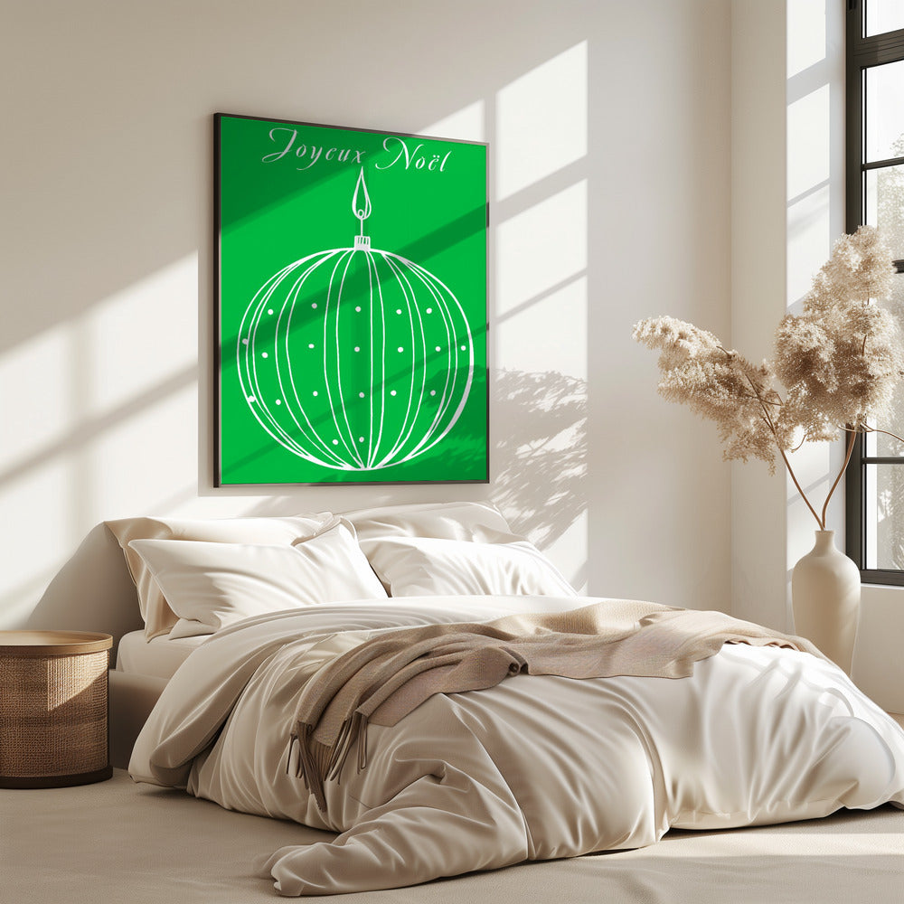 Bogen en kerstballen: Joyeux Noël Kerstmis | Poster